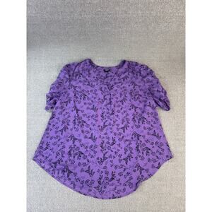 Torrid Harper Blouse Top Purple Floral Butterfly Size 1X